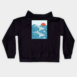 Waves meet sun Kids Hoodie